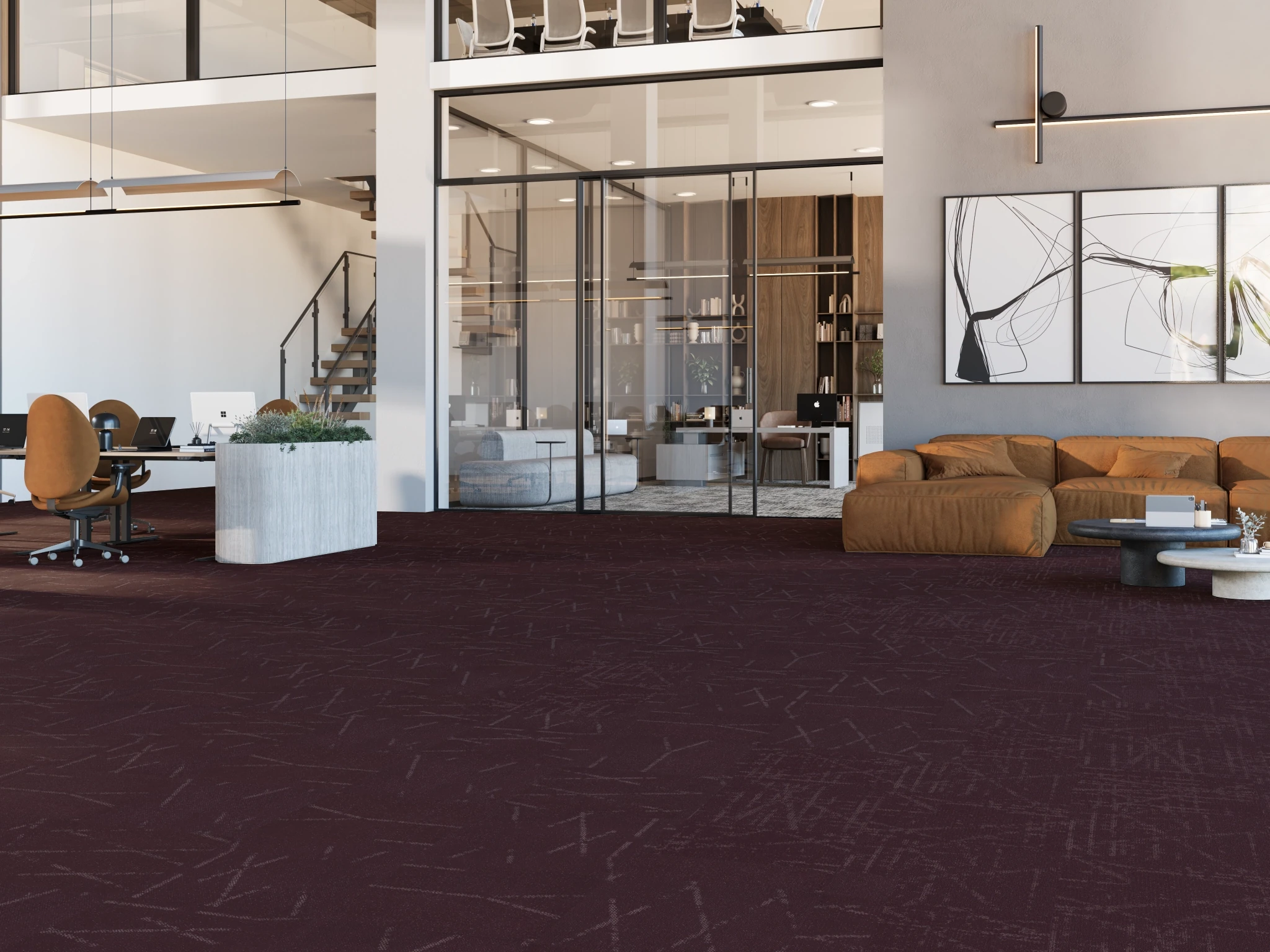 Nebula 40263 Luna 40099 Modular Carpet Flooring visualization by Venture Carpets