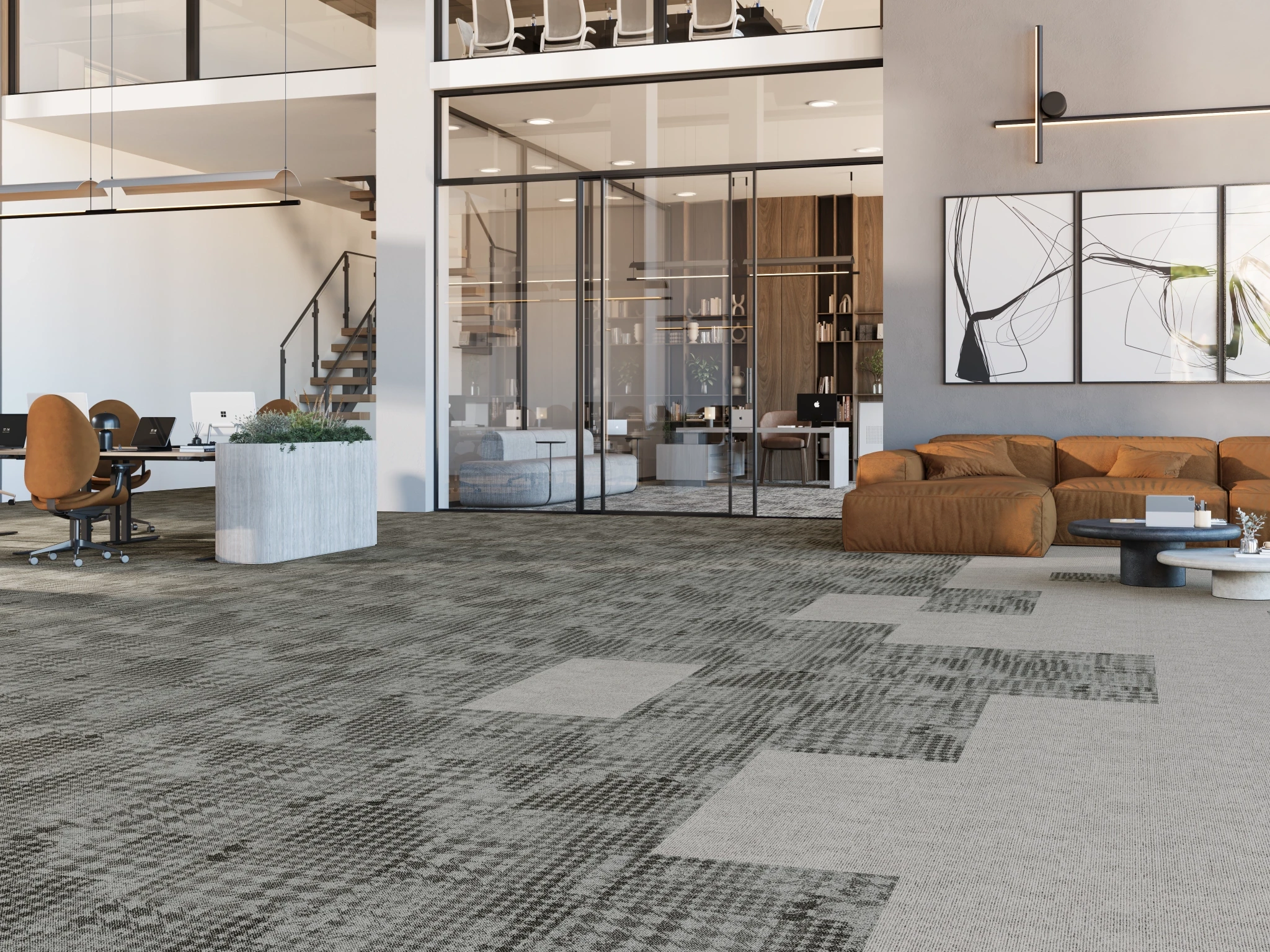 Pied de poule 40237 Gabrielle 75225 Modular Carpet Flooring visualization by Venture Carpets