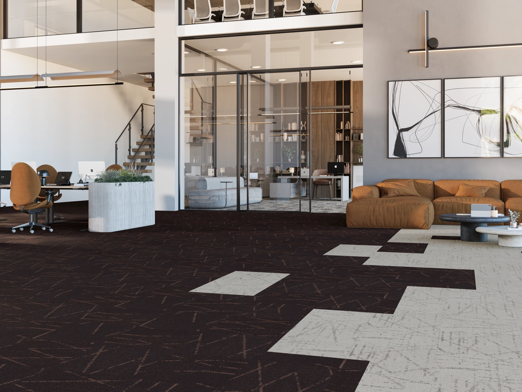 Nebula 40263 Rêve 50337 Modular Carpet Flooring visualization by Venture Carpets