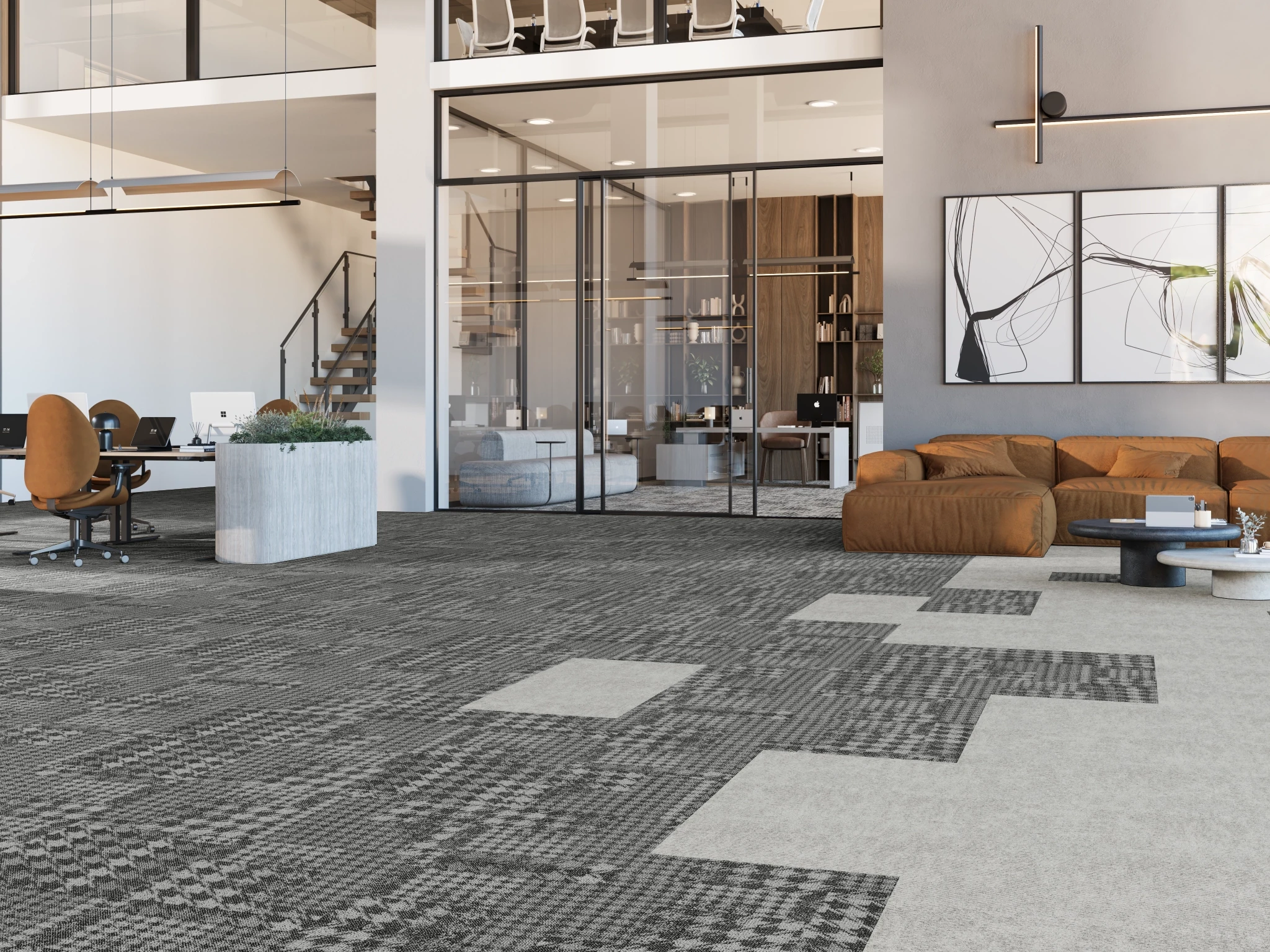 Pied de poule 40237 Karl 75224 Modular Carpet Flooring visualization by Venture Carpets
