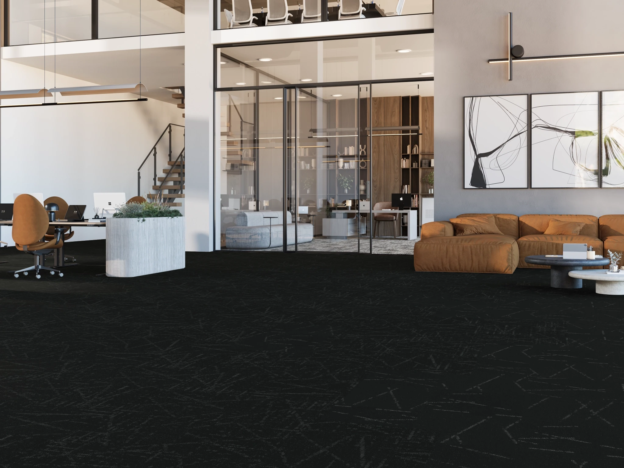 Sirius 40262 Abyss 75237 Modular Carpet Flooring visualization by Venture Carpets