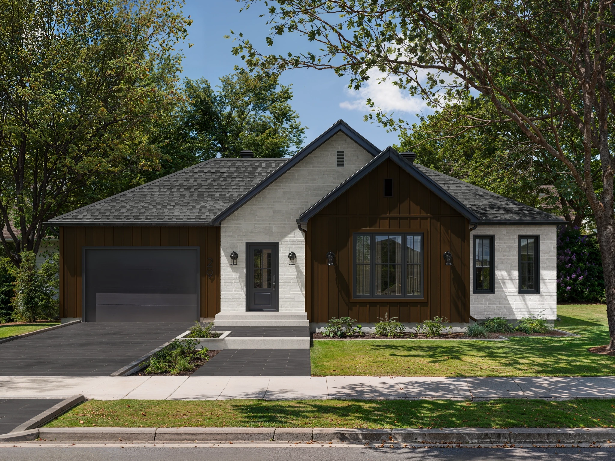 Bolton - Dark Walnut Exterior Wall Cladding visualization by Rialux