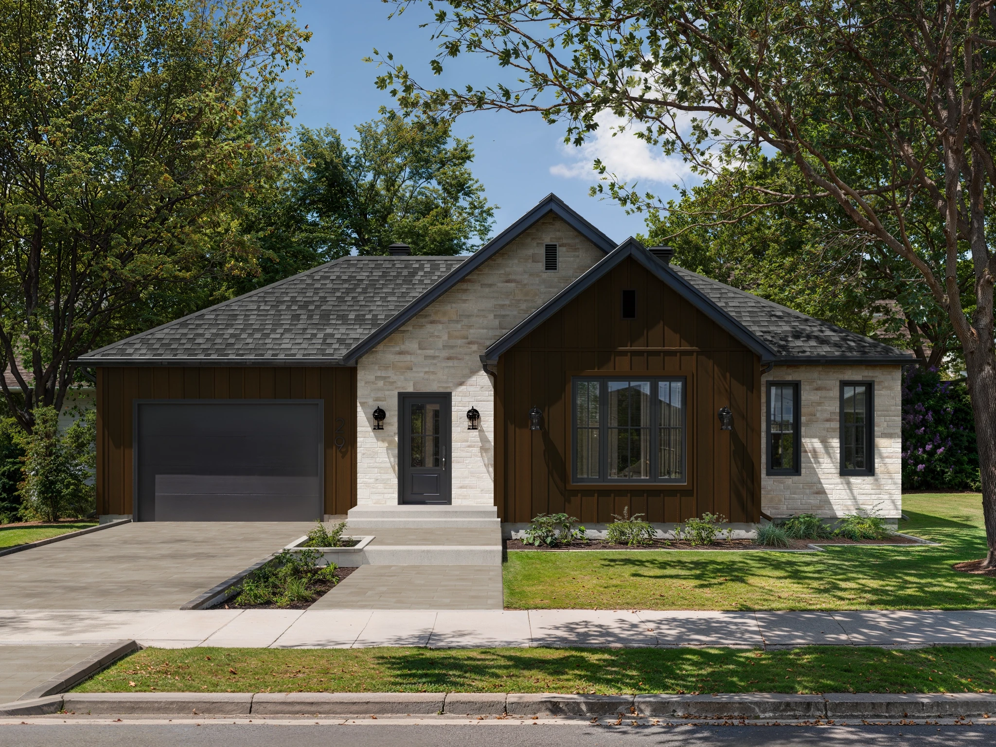 Bolton - Dark Walnut Exterior Wall Cladding visualization by Rialux