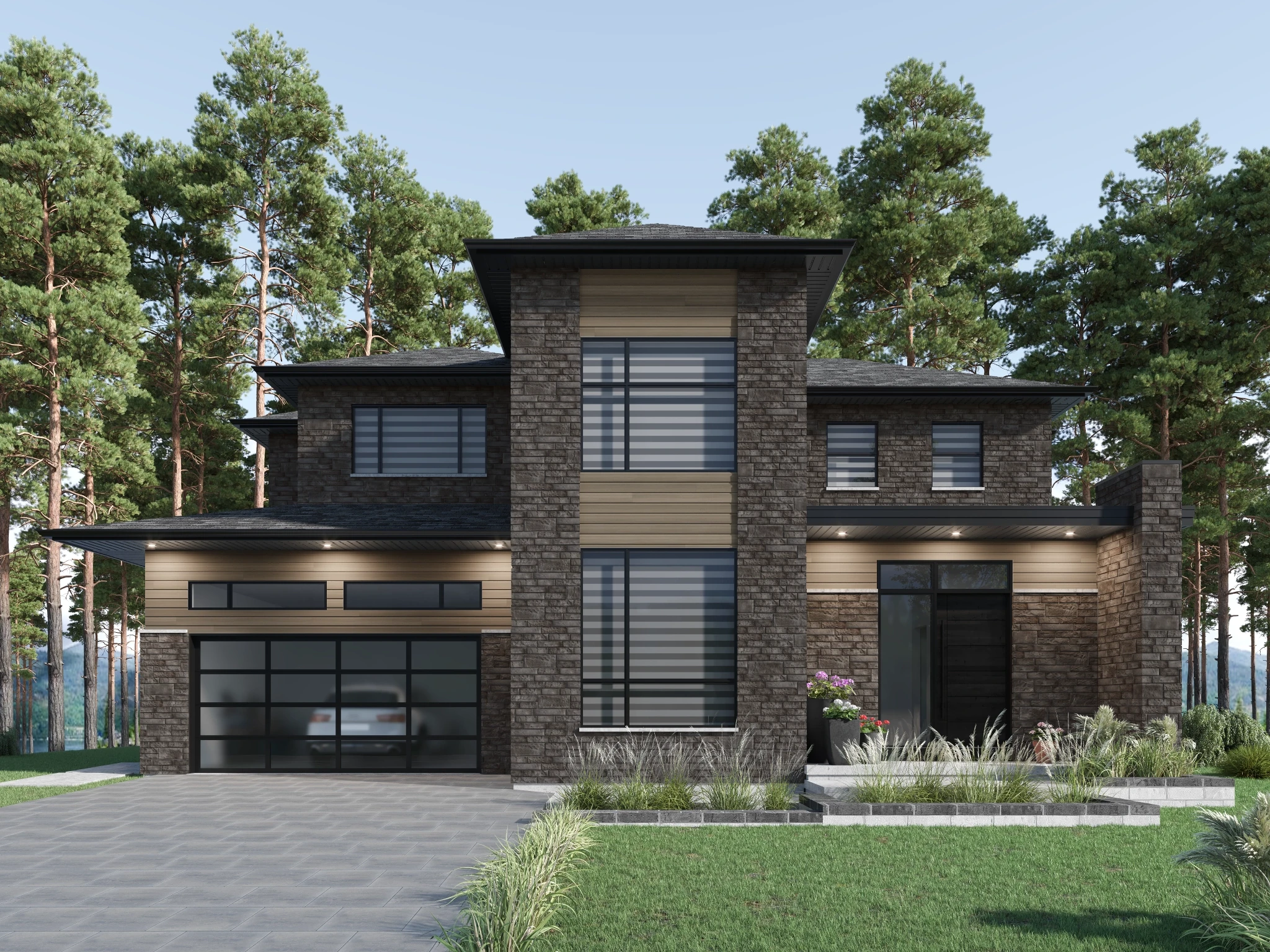 Lotis Grande - Charcoal Concrete Masonry Wall Exterior Wall Cladding visualization by Rinox