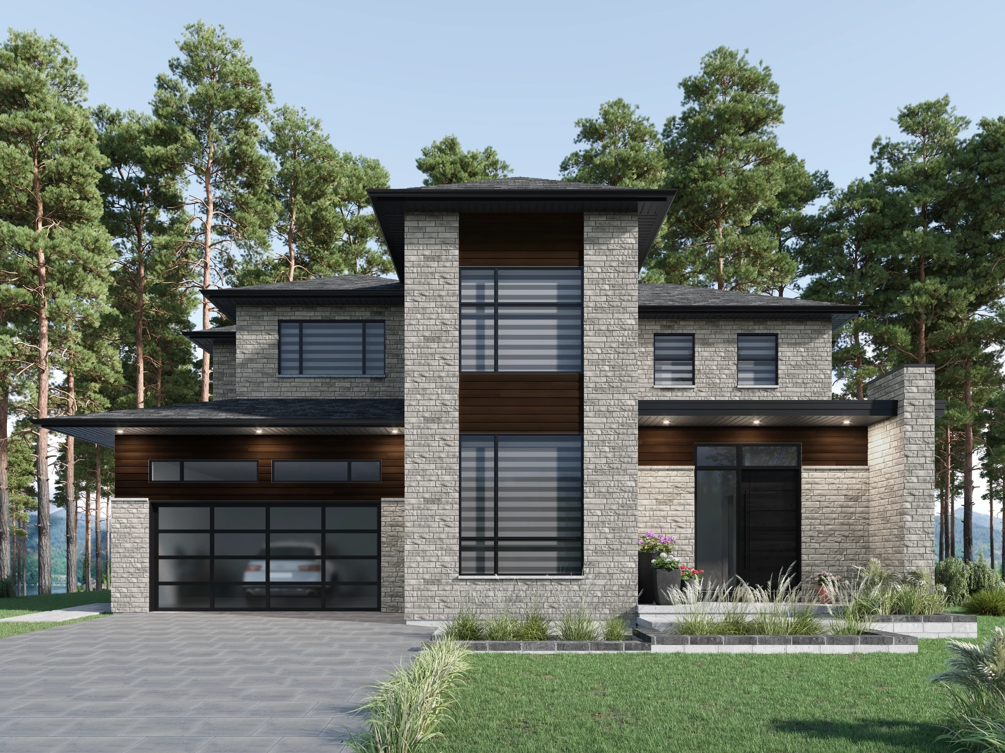 Lotis - Icy Grey Concrete Brick Exterior Wall Cladding visualization by Rinox