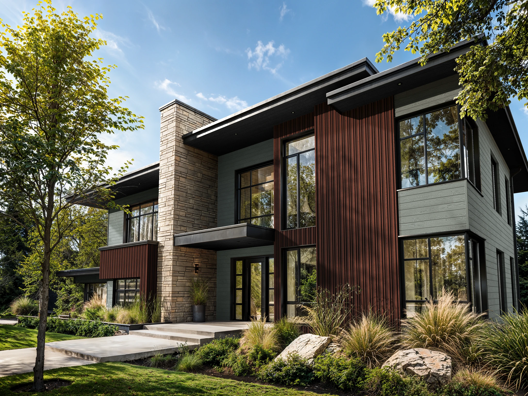 Envello Shadow Line+ Sage Green Composite Siding Exterior Wall Cladding visualization by Millboard