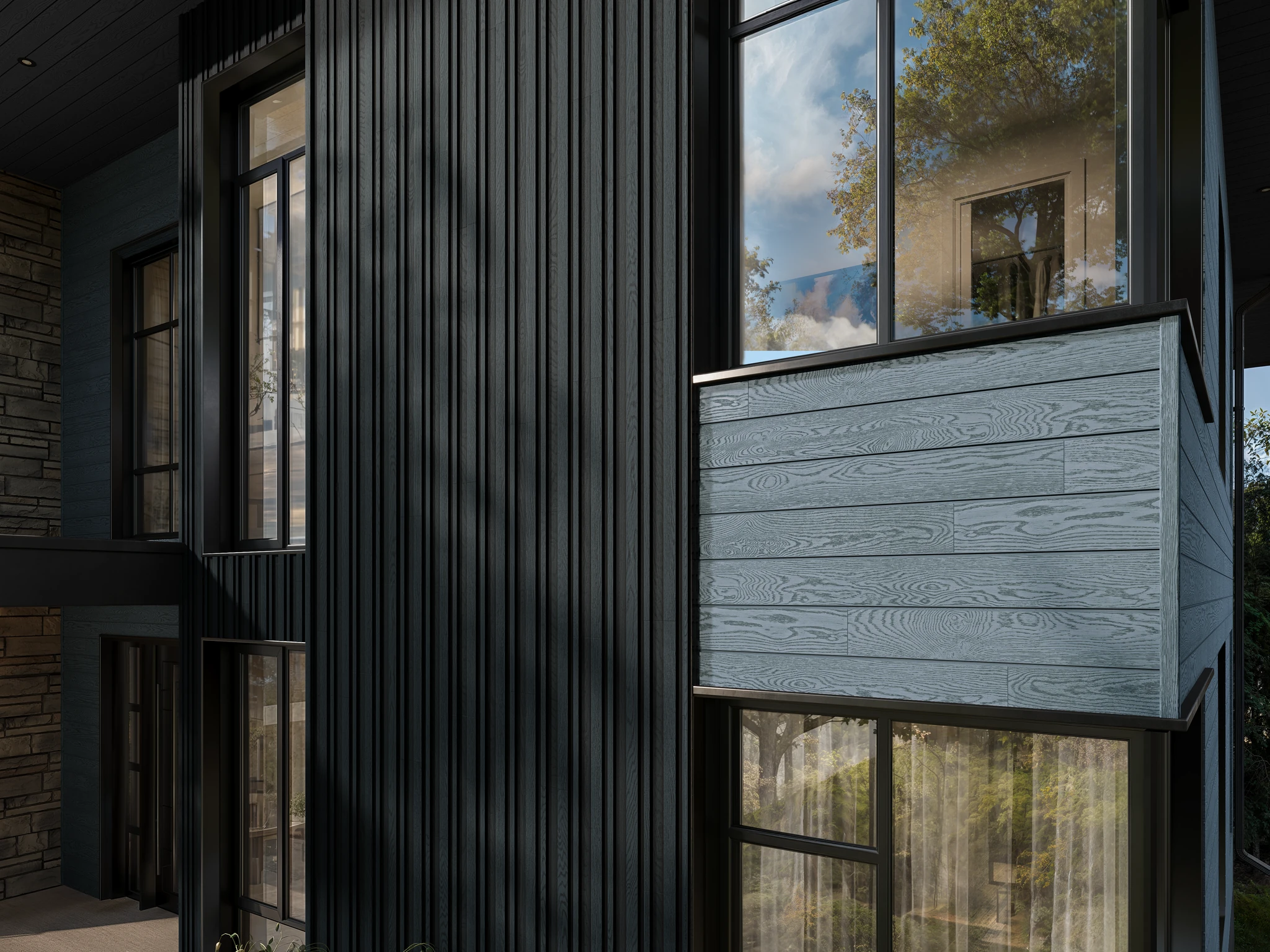 Visualisation de Envello Shadow Line+ Salt Blue Revêtement mural extérieur par Millboard