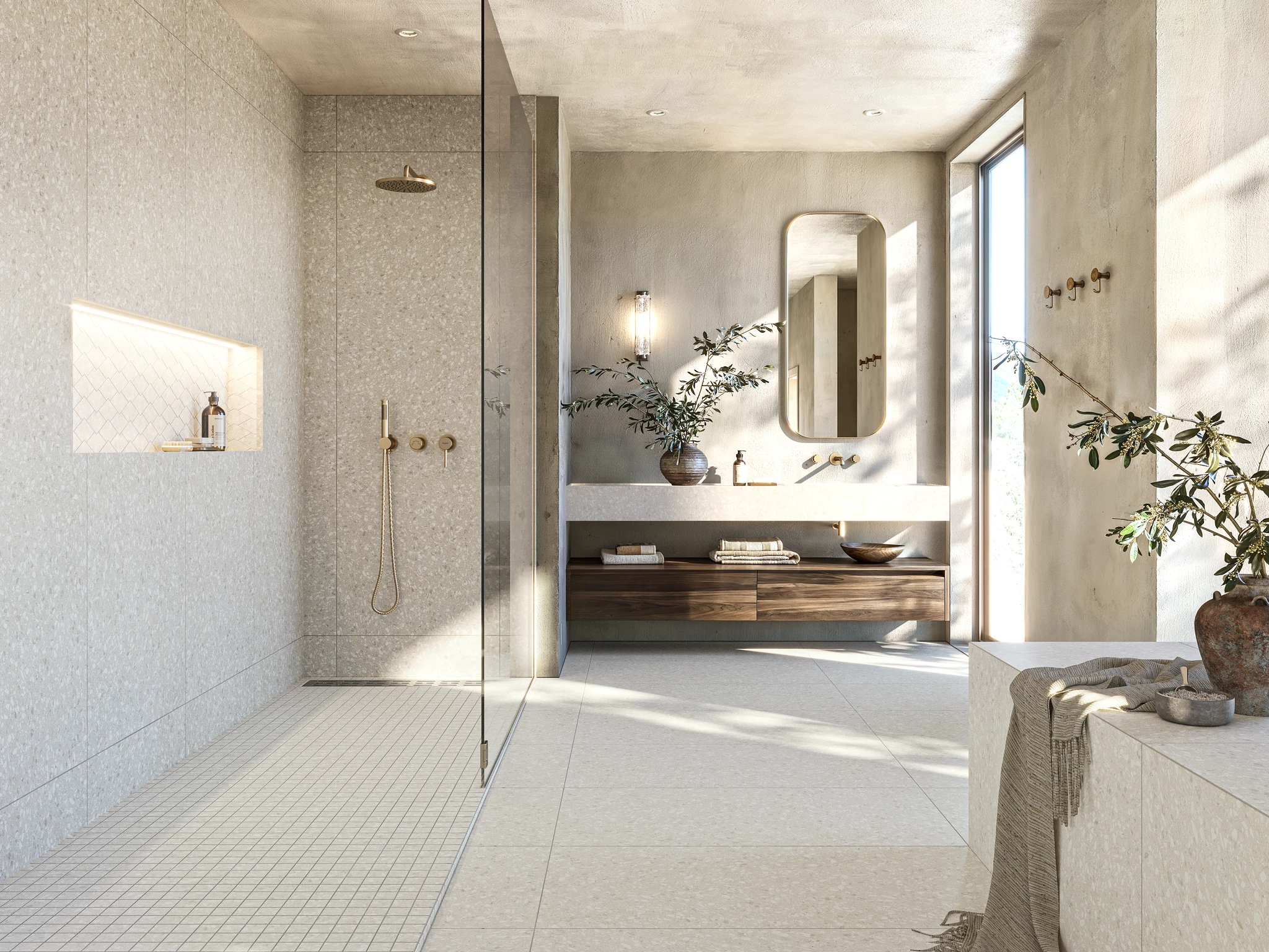 Terrazzo Allure™ Eggshell Mosaic Matte Flooring visualization by MILE®stone
