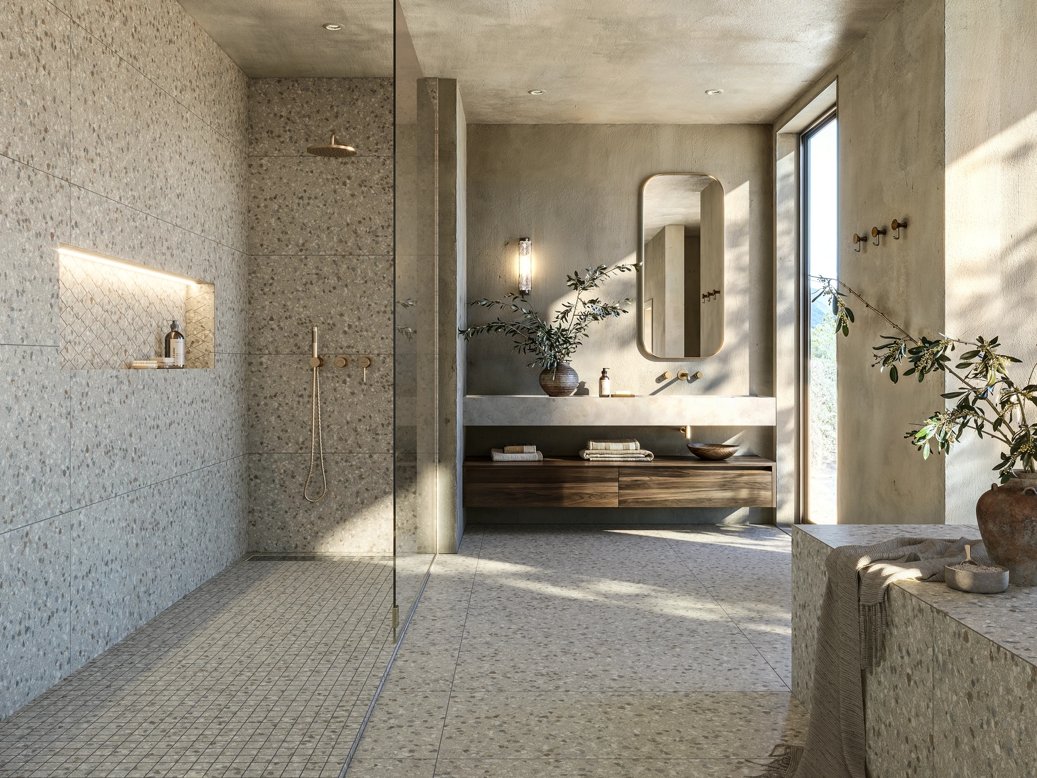 Terrazzo Allure™ Stonehenge Stagger 33% Matte Flooring visualization by MILE®stone
