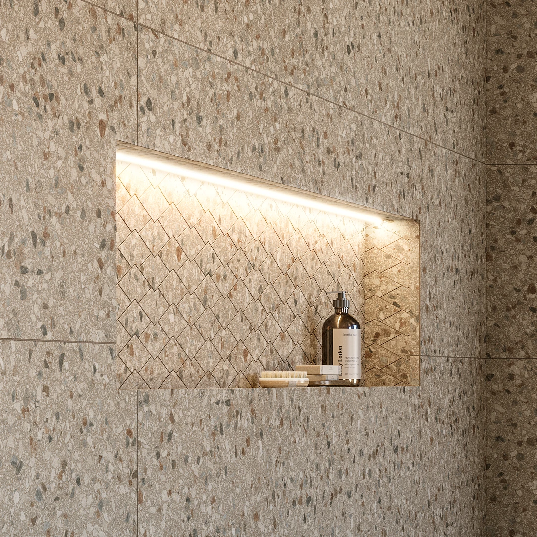 Terrazzo Allure™ Tortoise Diamond Matte Flooring visualization by MILE®stone