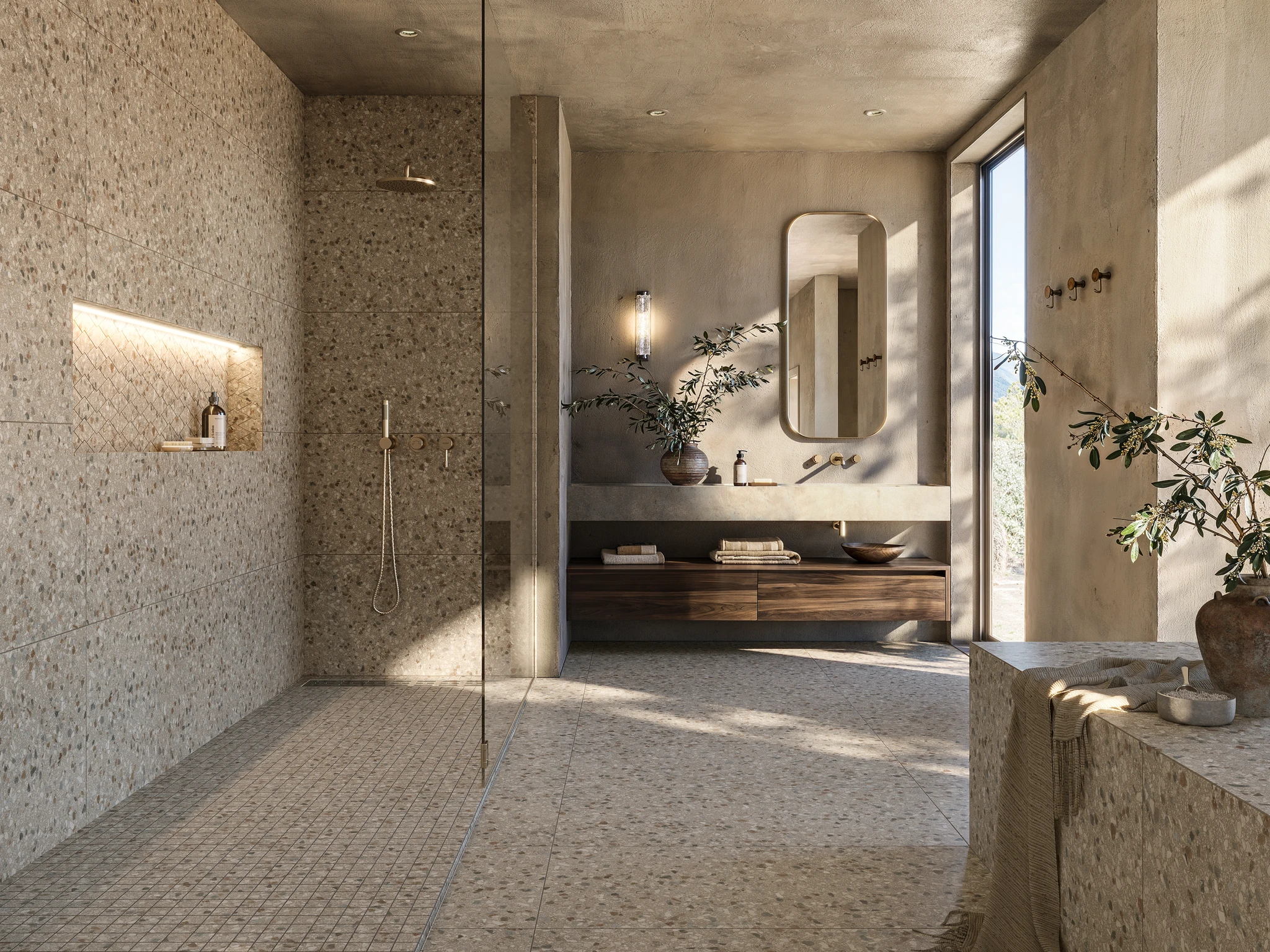 Terrazzo Allure™ Tortoise Mosaic Matte Flooring visualization by MILE®stone