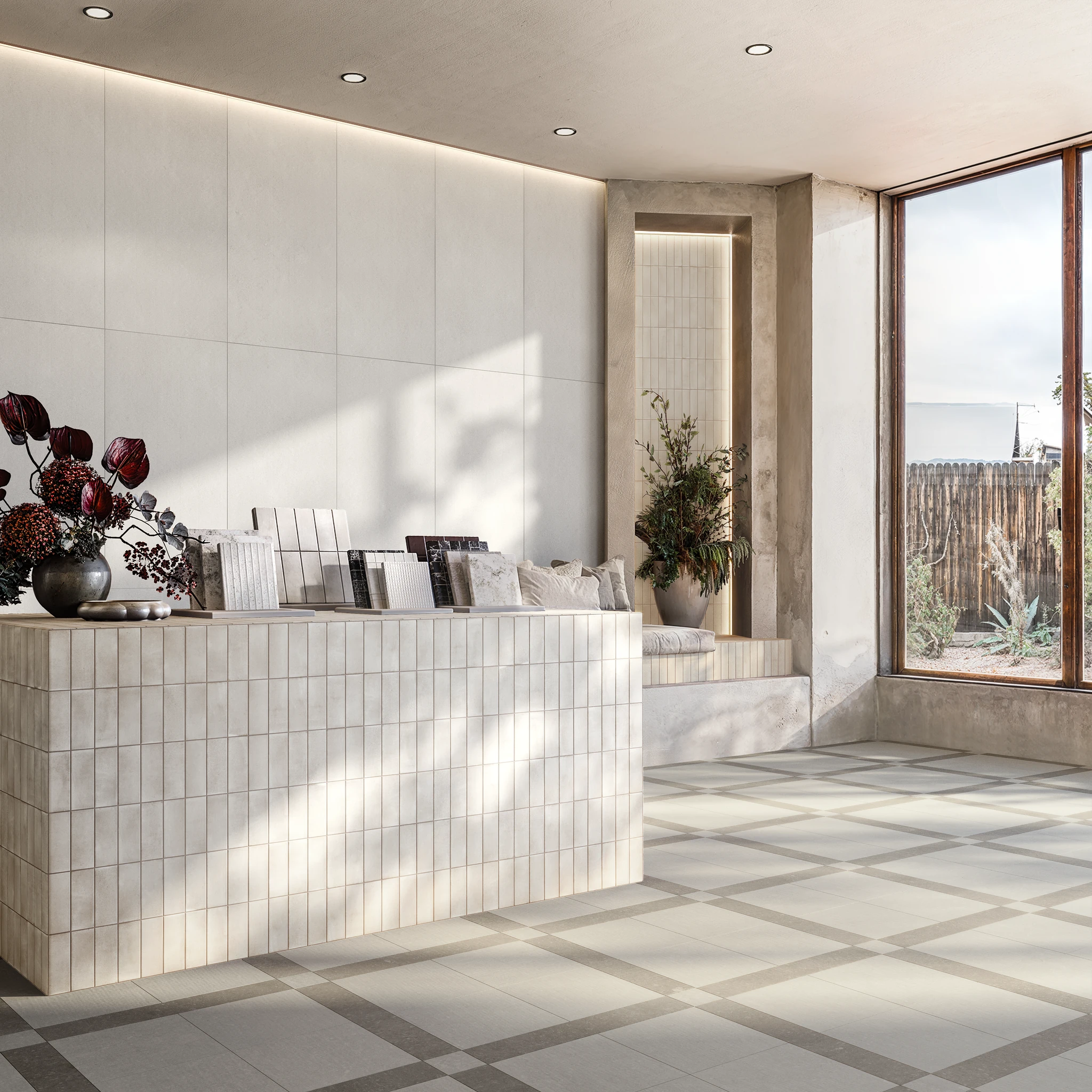 Norlith Sandstone Beige and Taupe Matt Porcelain Tile Indoor Flooring visualization by Arta Ceramic
