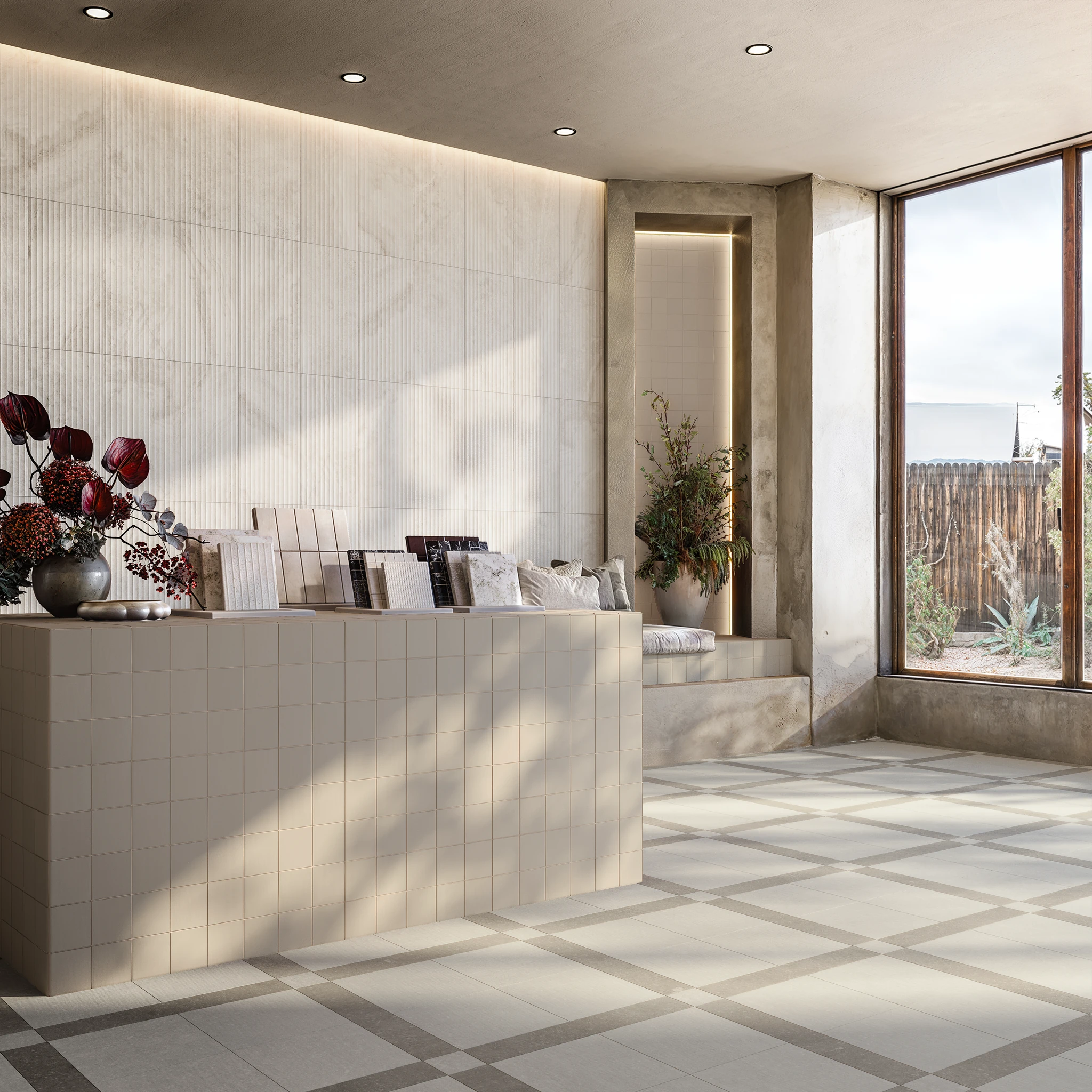 Abaco Sand Porcelain Tile (4x4) Indoor Flooring visualization by Arta Ceramic