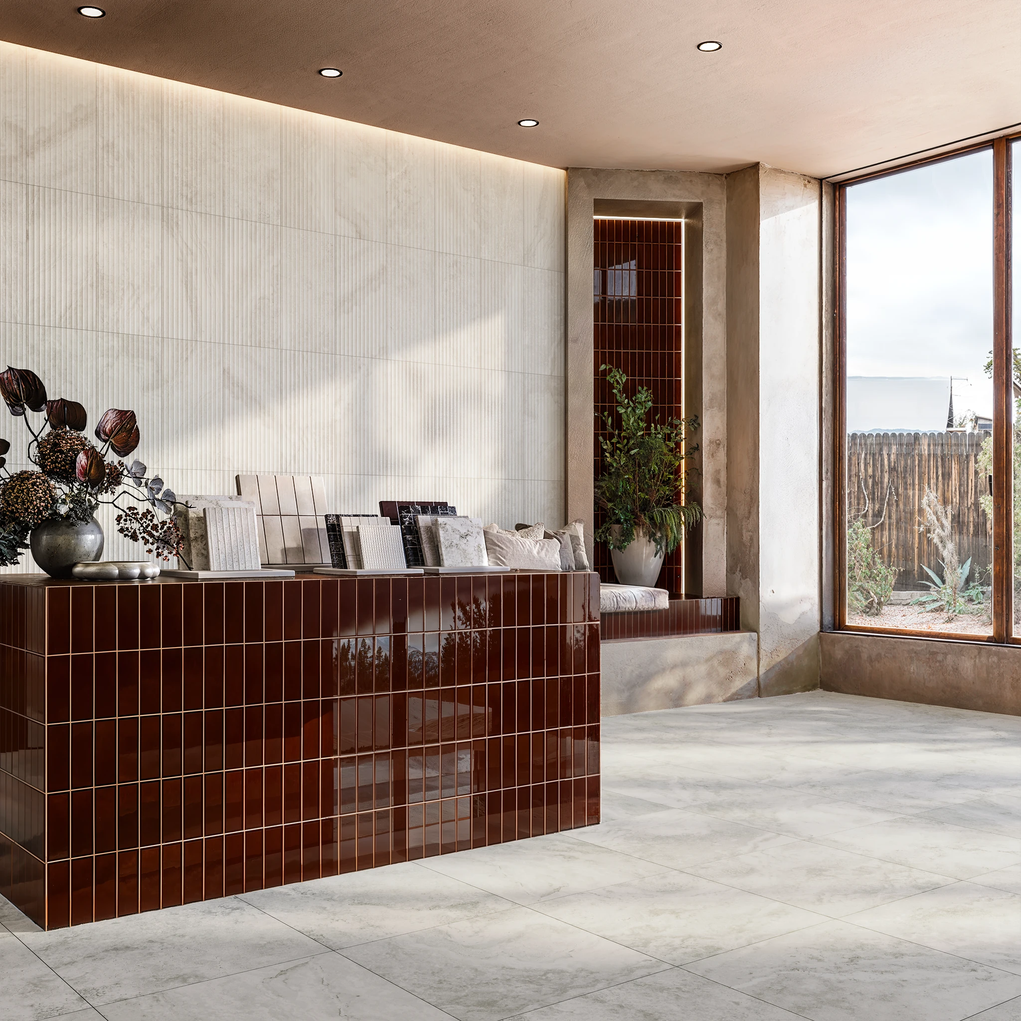 Stream Bone Fluted Porcelain Tile (12x24) Interior Wall Cladding visualization by Arta Ceramic