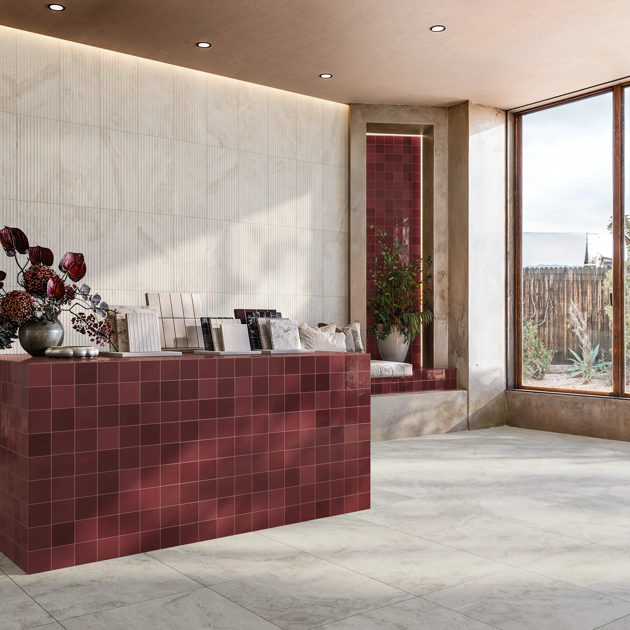 Melange Bordeaux Ceramic Tile (4x4) Interior Wall Cladding visualization by Arta Ceramic