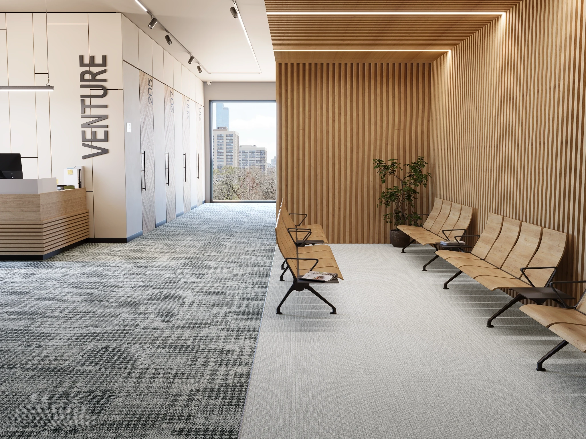 Pied de poule 40237 Gabrielle 75225 Modular Carpet Flooring visualization by Venture Carpets