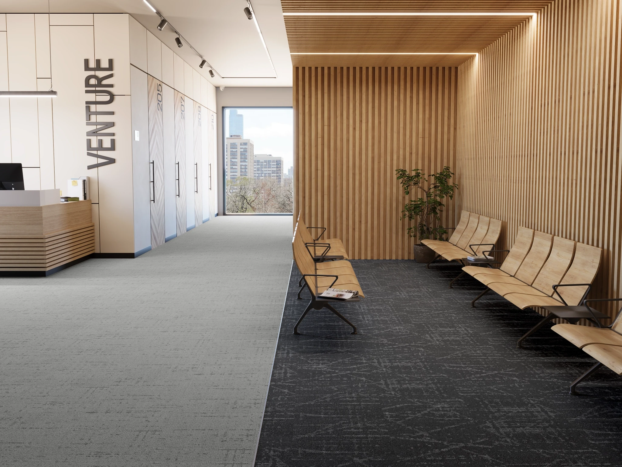 Celeste 40261 Pléiade 10270 Modular Carpet Flooring visualization by Venture Carpets