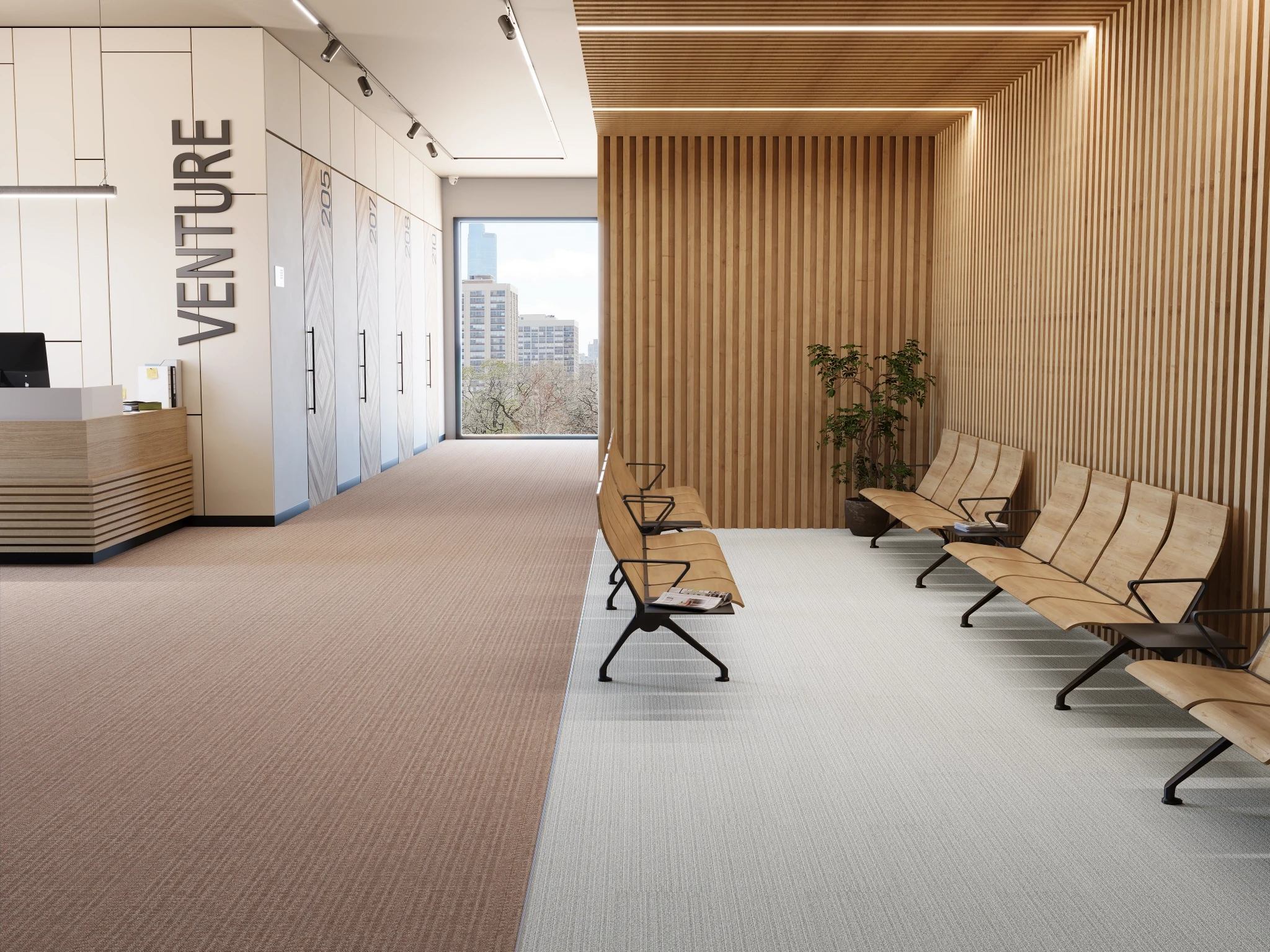 Textile 40239 Dolce 40085 Modular Carpet Flooring visualization by Venture Carpets