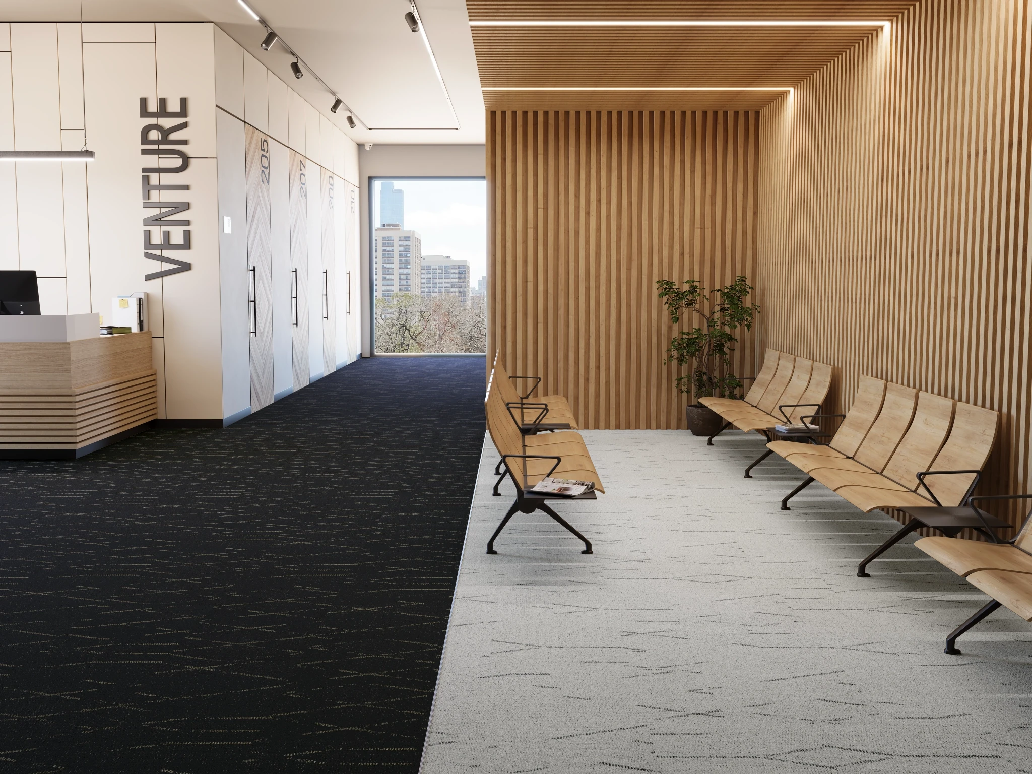 Nebula 40263 Eclipse 75239 Modular Carpet Flooring visualization by Venture Carpets