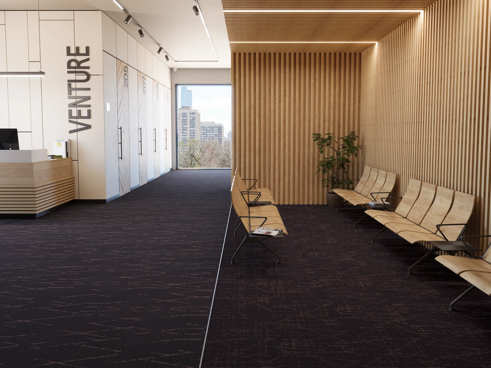 Nebula 40263 Rêve 50337 Modular Carpet Flooring visualization by Venture Carpets