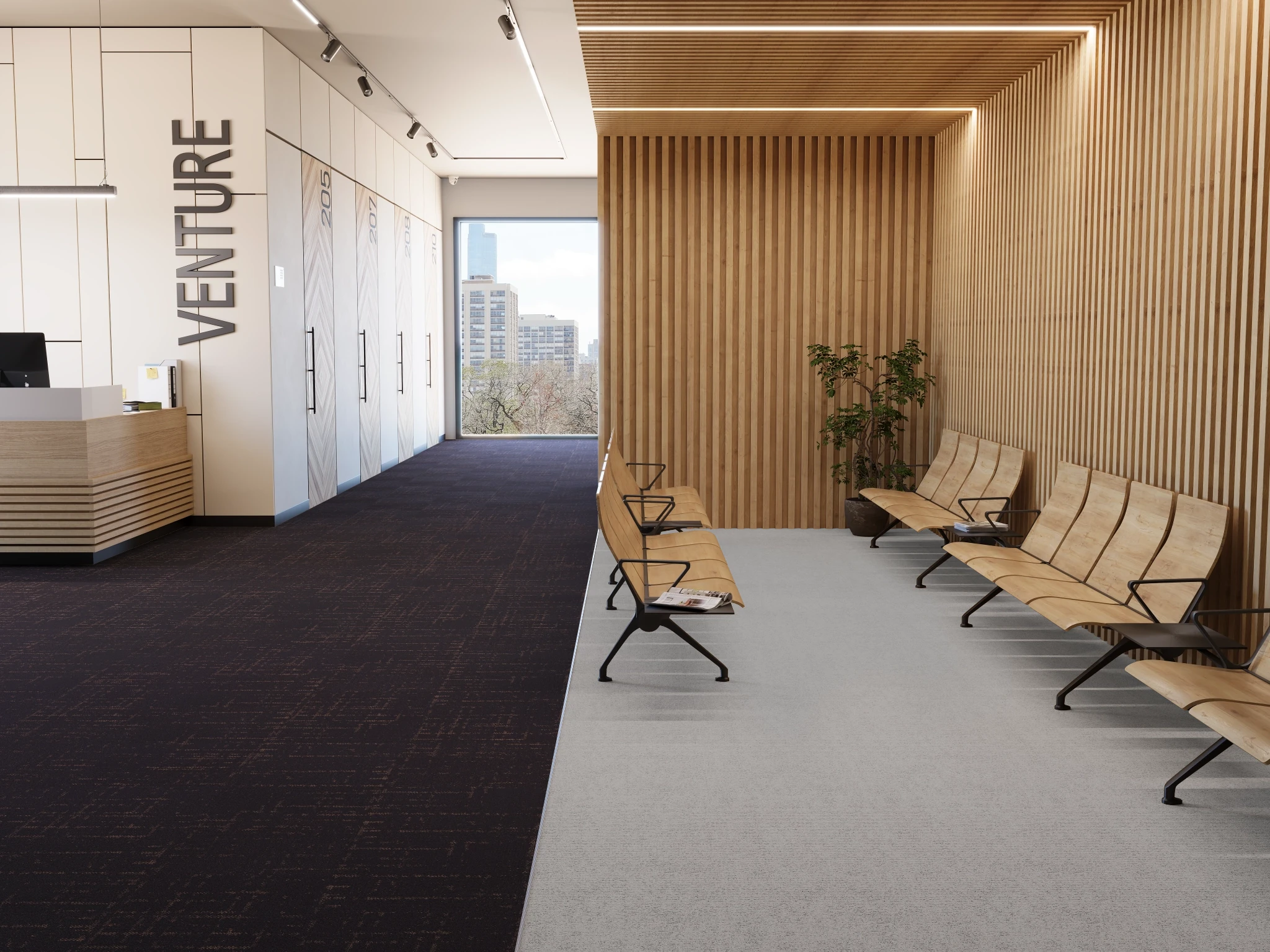 Celeste 40261 Noyau 50335 Modular Carpet Flooring visualization by Venture Carpets