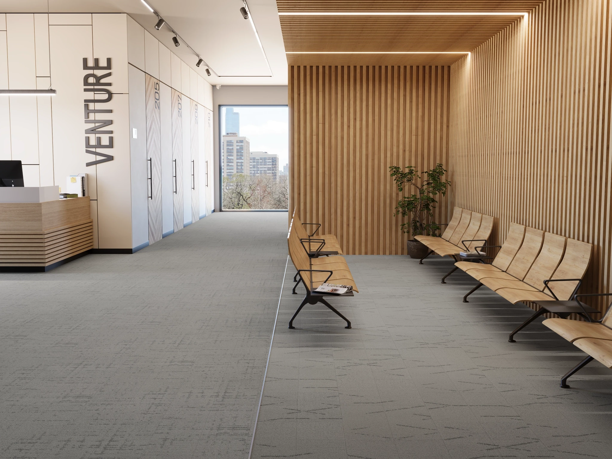 Celeste 40261 Castor 10272 Modular Carpet Flooring visualization by Venture Carpets