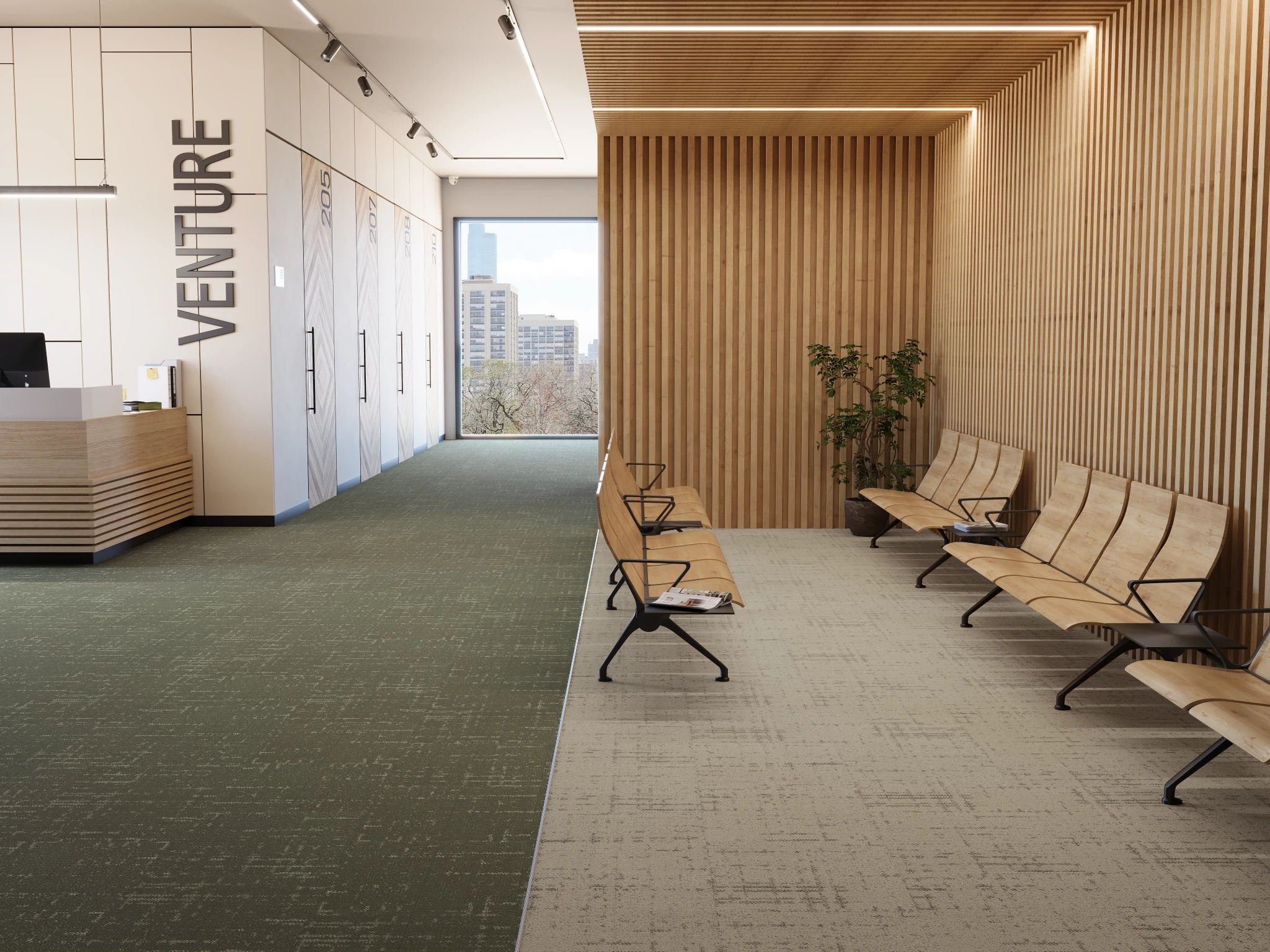 Celeste 40261 Signe 30135 Modular Carpet Flooring visualization by Venture Carpets